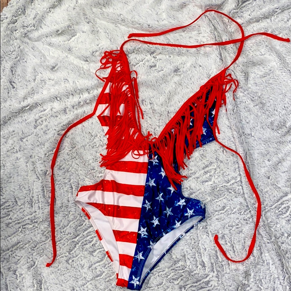 American 🇺🇸 Flag Fringe One Piece Swimsuit